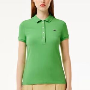 Lacoste Women's Light Green Button Down Short Sleeve Polo Shirt Size 6‎